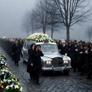 imgi 35 group people are gathered around silver car with flowers roof 1248857 25283