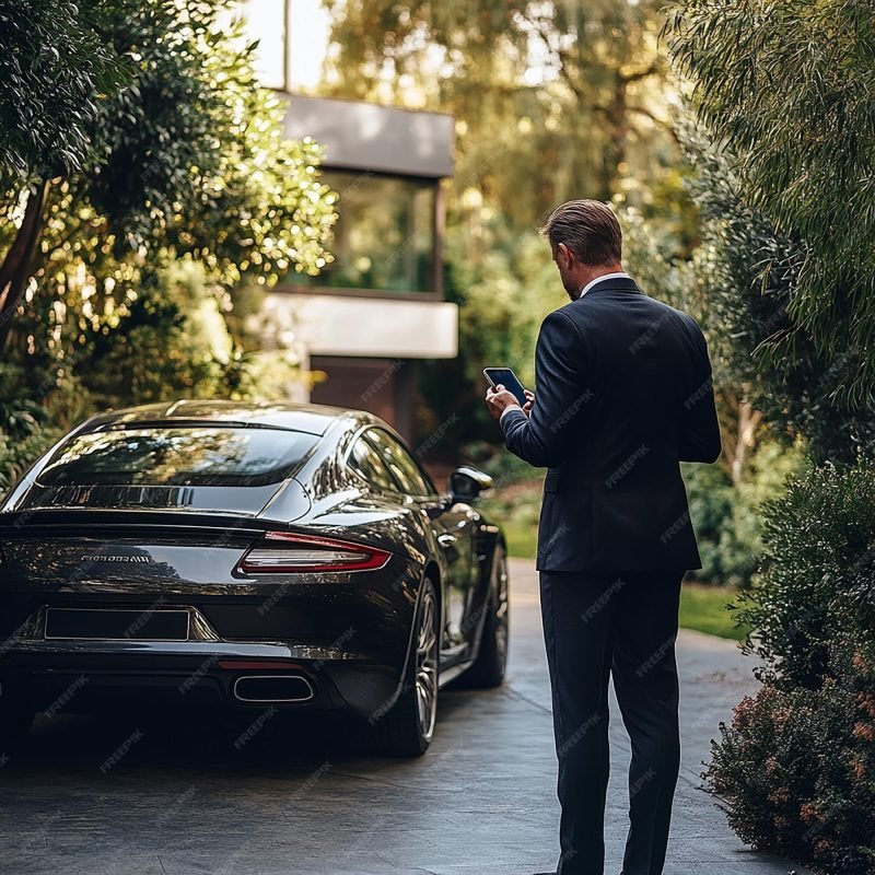 luxury limo transportation services in miami fl imgi 44 45yearold man suit looking his smartphone 1177187 137798